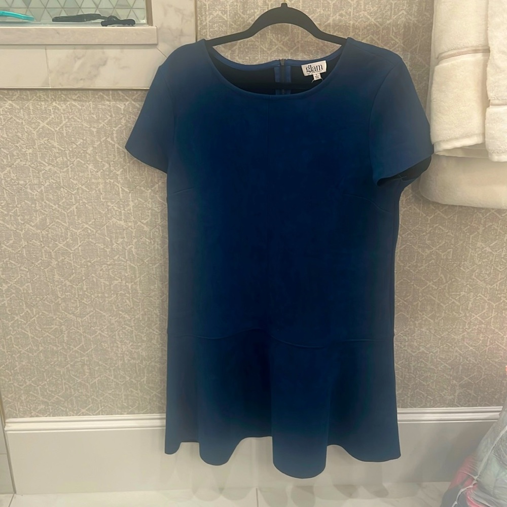 Glam faux suede Blue dress Size L